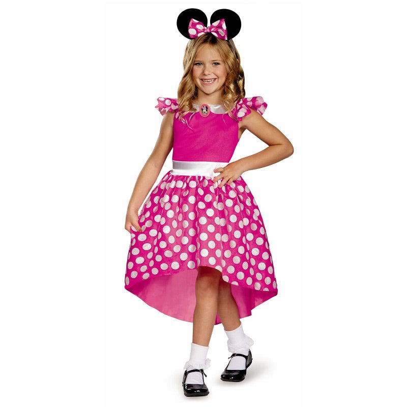 Disguise Official Classic Minne Girl Costume with Minnie Ear, Minnie Mouse Dress Carnival Mardi Gras Birthday Child S - Image 1