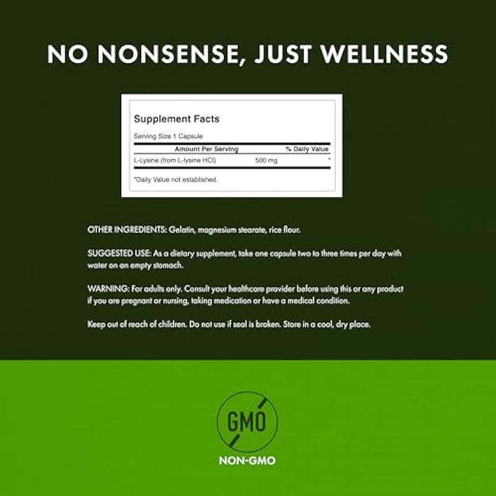 Swanson Free Form L-Lysine - Natural Supplement Promoting Stress Support & Nervous System Health - May Promote Calm Mood & Relaxation - (300 Capsules, 500mg Each) - Image 3