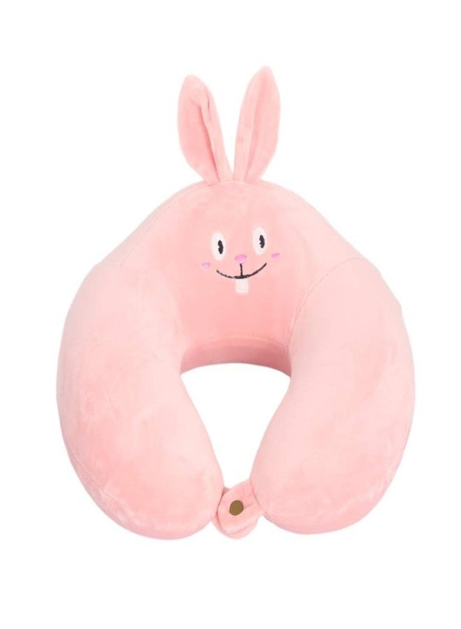 Mega Tree Memory Foam Travel Neck Pillow with Removable Plush Cover - 360° Head, Neck & Chin Support Cushion for Airplane, Car, Train & Bus Soft U-Shaped for Men & Women (Pink) - Image 1