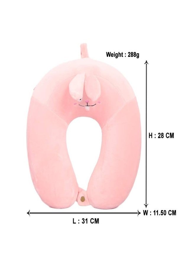 Mega Tree Memory Foam Travel Neck Pillow with Removable Plush Cover - 360° Head, Neck & Chin Support Cushion for Airplane, Car, Train & Bus Soft U-Shaped for Men & Women (Pink) - Image 2