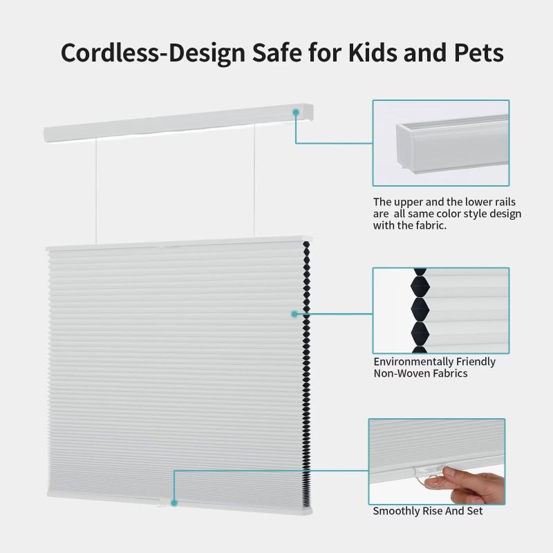MYshade Top Down Bottom Upï¼ˆTDBUï¼‰ Cellular Shades, 1.5 inch Cordless Blackout Honeycomb Pleated Blinds for Windows Home Bedroom Office, Light Control, Thermal Insulated, 19" W x 36" H, White - Image 2