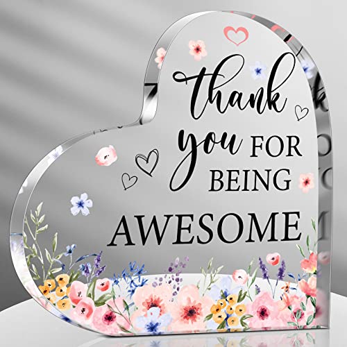 Yinder Thank You Gifts for Women Graduation Desk Decor Gifts for Teacher Coworker Doctor Nurse Leaving Job Inspirational Quotes Farewell Gift for Boss Staff Home Office Desk DecorBlossom Heart