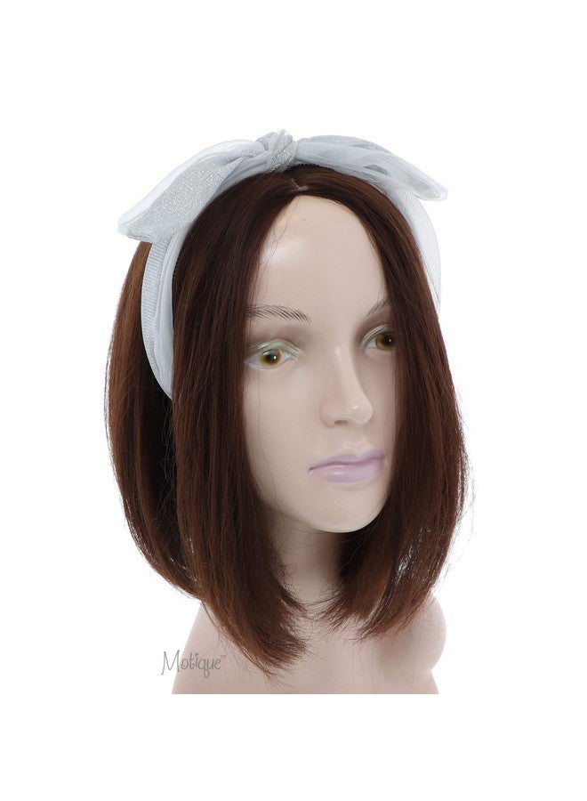 Motique Accessories Fancy Chiffon Sparkle Wire Bow Headband For Women Silver - Image 3