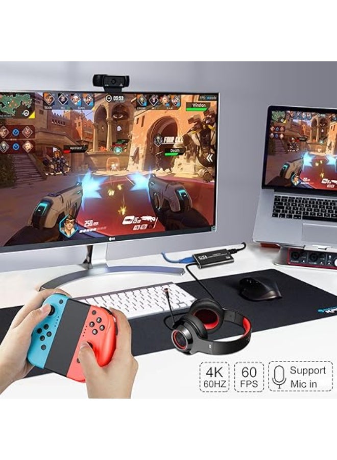 4K HDMI Capture Card for Streaming, Full HD 1080P 60FPS USB3.0 Cam Link Game Audio Video Capture Card Works with Nintendo Switch/Xbox/PS4/PS5/OBS/Camera/PC(Black) - Image 3