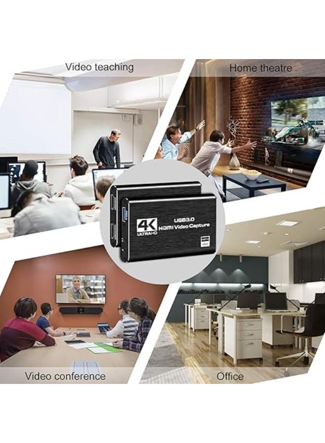 4K HDMI Capture Card for Streaming, Full HD 1080P 60FPS USB3.0 Cam Link Game Audio Video Capture Card Works with Nintendo Switch/Xbox/PS4/PS5/OBS/Camera/PC(Black) - Image 5