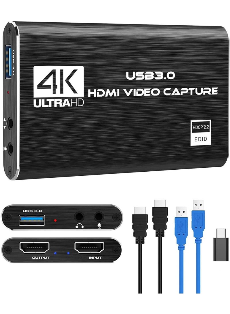 QIRG 4K HDMI Capture Card for Streaming, Full HD 1080P 60FPS USB3.0 Cam Link Game Audio Video Capture Card Works with Nintendo Switch/Xbox/PS4/PS5/OBS/Camera/PC(Black) - Image 1