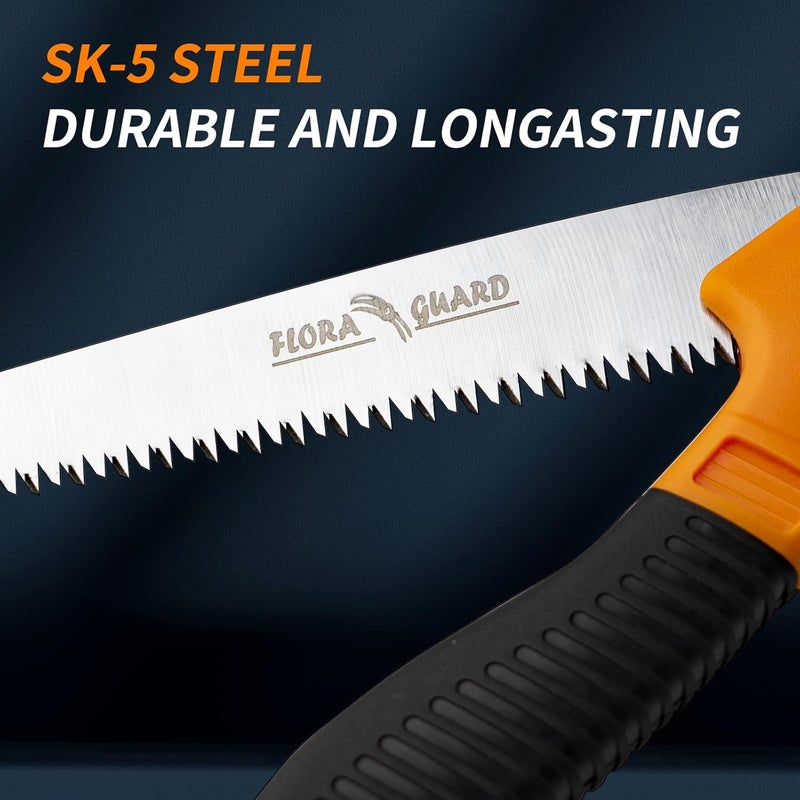 FLORA GUARD 7.7-Inch Folding Hand Saw, Pruning Saw with Trible-Cut Razor Teeth for Wood Cutting, Tree Trimming, Professional Camping Gardening Tools (Orange) - Image 4