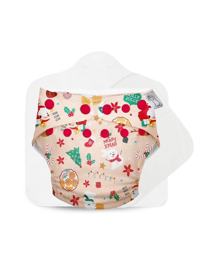 سوبربوتمز طقم حفاضات قماشية SuperBottoms مقاس واحد - غطاء بطبعة عيد الميلاد + فوطة سحرية وحشوة معززة | مجموعة حفاضات قماشية عالية الامتصاص | مقاومة للماء، قابلة لإعادة الاستخدام وصديقة للبيئة | متوافقة مع نظام UNO - Image 1