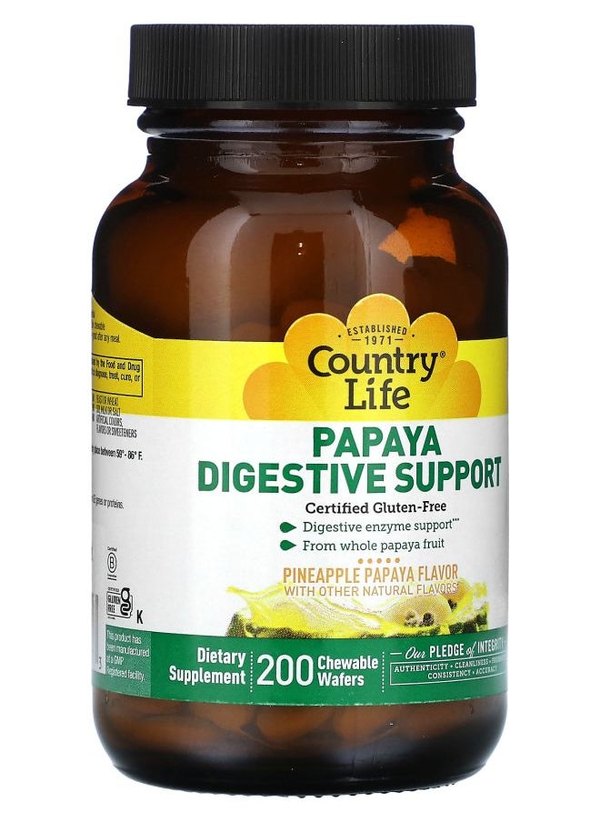 Country Life Papaya Digestive Support Pineapple Papaya 200 Chewable Wafers  - Image 2