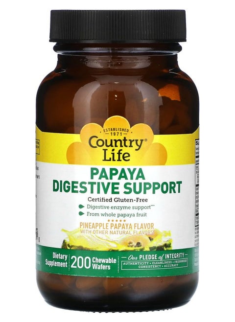 Papaya Digestive Support Pineapple Papaya 200 Chewable Wafers