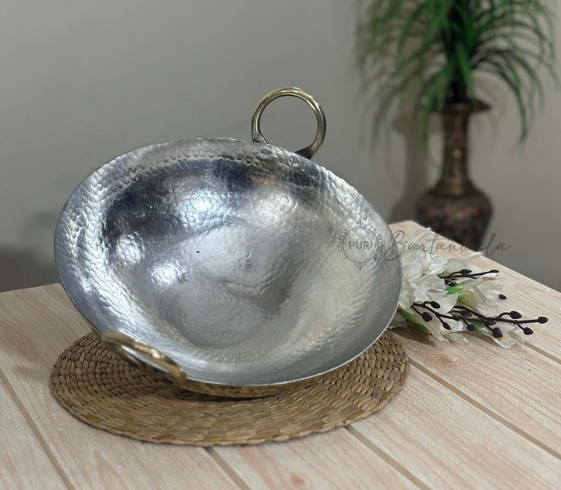 PURI BARTANWALA قدر غير لاصق من نحاس بارتانوالا 12 بوصة مع طلاء تينكلاي داخلي مصنوعة يدويًا - Image 5