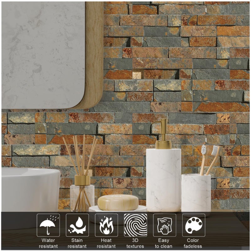 TUOKING 27-Pieces Peel and Stick Backsplash Tiles for Kitchen 4"x 12" PVC Self-Adhesive Subway Matte Stone Wall Tiles Stick on Backspalsh for Bathroom(LPM-18-27PCS) - Image 4