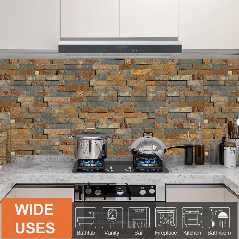 TUOKING 27-Pieces Peel and Stick Backsplash Tiles for Kitchen 4"x 12" PVC Self-Adhesive Subway Matte Stone Wall Tiles Stick on Backspalsh for Bathroom(LPM-18-27PCS) - Image 2