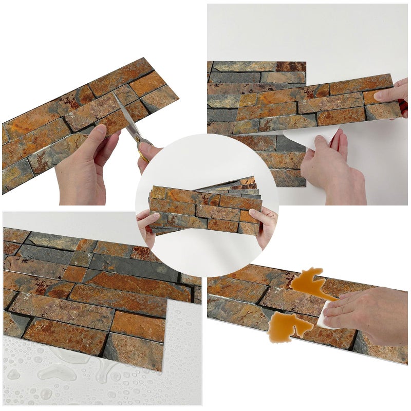 TUOKING 27-Pieces Peel and Stick Backsplash Tiles for Kitchen 4"x 12" PVC Self-Adhesive Subway Matte Stone Wall Tiles Stick on Backspalsh for Bathroom(LPM-18-27PCS) - Image 3