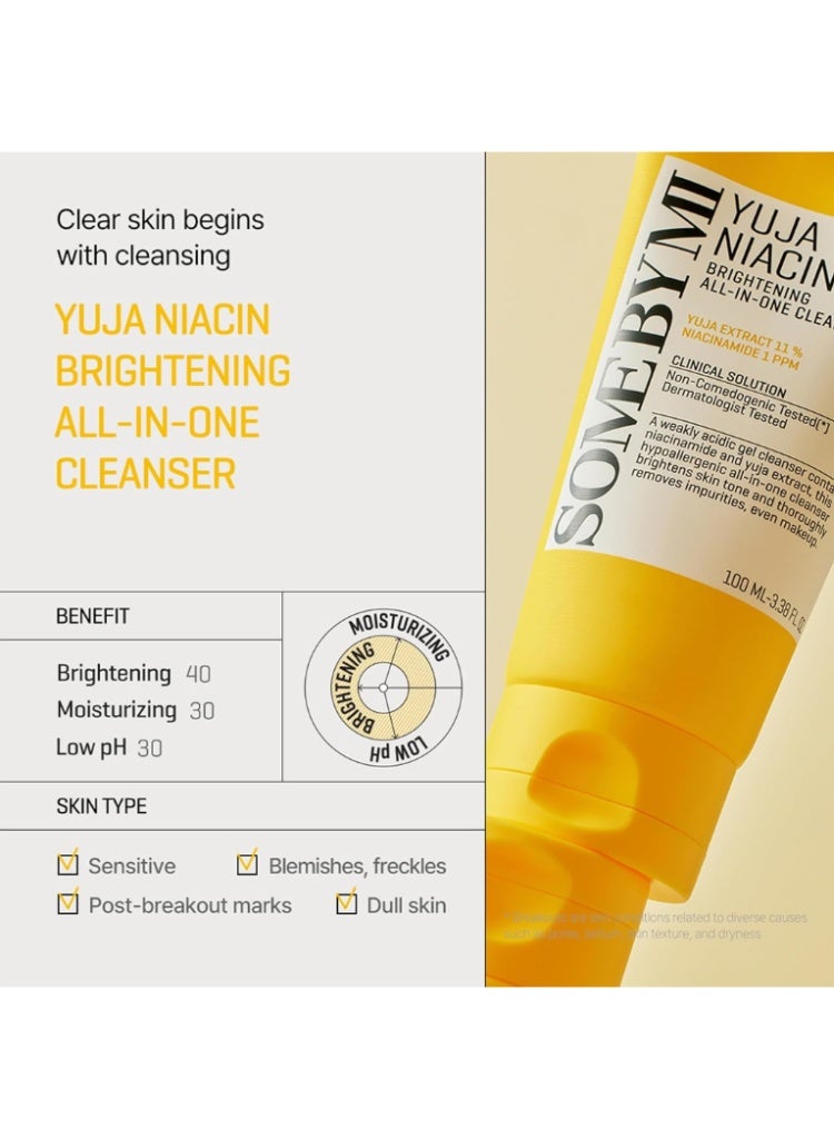 Some By Mi Yuja Niacin Brightening All-In-One Gel Cleanser 100ml – Niacinamide & Yuja Extract for Glowing Skin 100mlml - Image 3