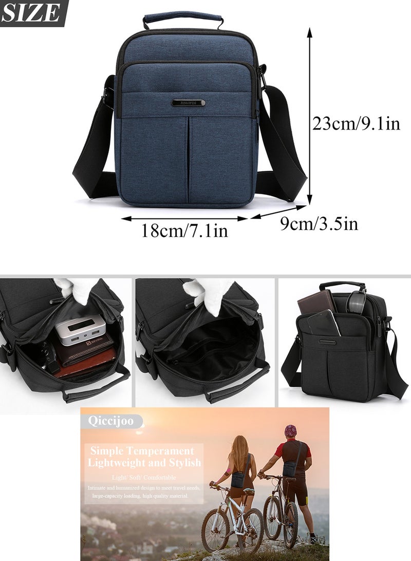 Qiccijoo Qiccijoo Small Crossbody Bag Shoulder Bag Messenger Bag for Men and Women Sling Bag Travel Bag for Business Office School Satchel Bags Mini Carry Bags Purse(Blue)  - Image 3