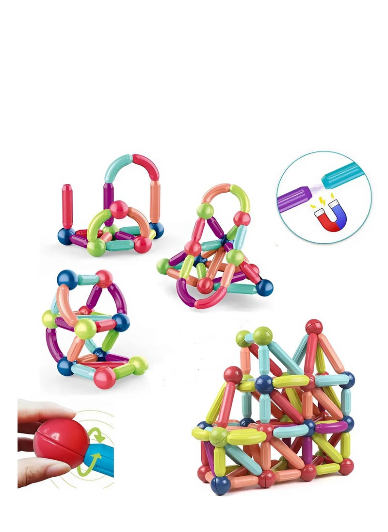 Educational magnetic toy for kids - Magnetic bar blocks - 42 pieces - develops skills and thinking - for children 3 years and above  - Image 2