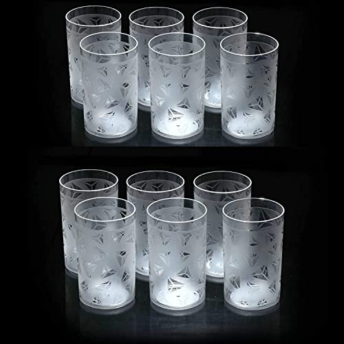 Kitchenwell 6 Pcs Diamond Plastic Unbreakable Multi-Purpose Transparent Water/Juice Glass Set (300 ML,Clear) (Pack of 6) - Image 3