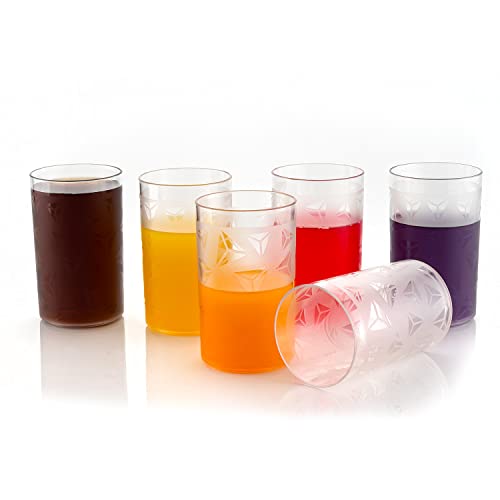 Kitchenwell 6 Pcs Diamond Plastic Unbreakable Multi-Purpose Transparent Water/Juice Glass Set (300 ML,Clear) (Pack of 6) - Image 2