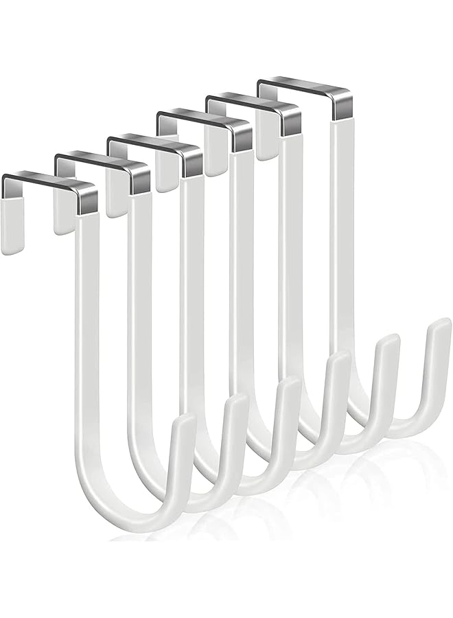 promass Over the Door Hooks, 6 Pcs Heavy Duty Door Hangers Hooks, Organizer Hooks for Bathroom with Rubber Prevent Scratches, Living Room, Kitchen Hanging Clothes, Towels, Shoe Bag, Hats - Image 1