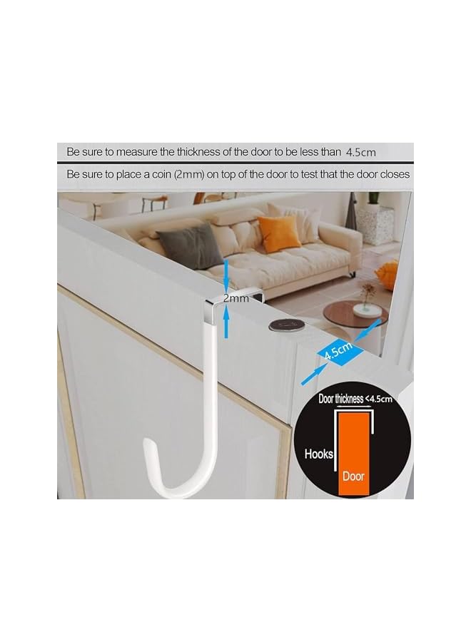 promass Over the Door Hooks, 6 Pcs Heavy Duty Door Hangers Hooks, Organizer Hooks for Bathroom with Rubber Prevent Scratches, Living Room, Kitchen Hanging Clothes, Towels, Shoe Bag, Hats - Image 3