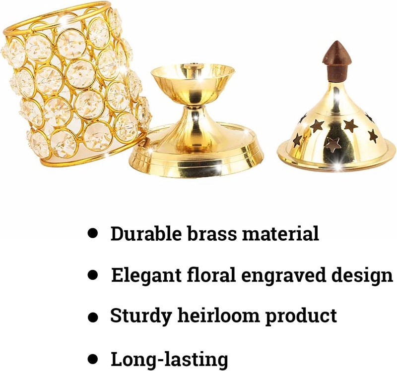 Shubhkart Nitya Crystal Deep Medium/Akhand Jyoti/Oil Lamp for Home Temple Puja Décor Gifts - 234gms (Height - 15.4CM) - Image 2
