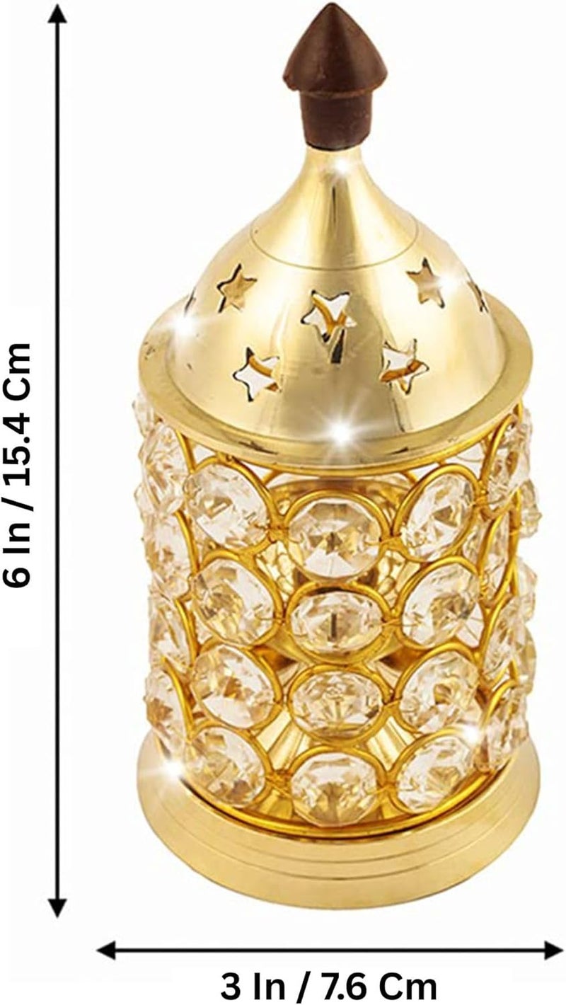 Shubhkart Nitya Crystal Deep Medium/Akhand Jyoti/Oil Lamp for Home Temple Puja Décor Gifts - 234gms (Height - 15.4CM) - Image 5