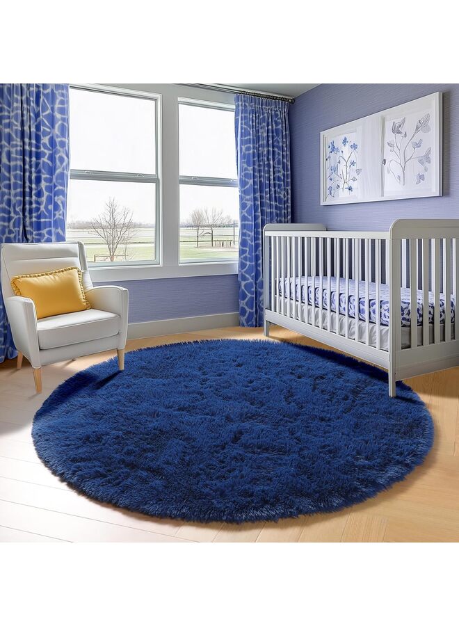 LAMAY 4x4 ft Round Area Rug, Thick Extra Soft Fluffy Area Rug, Plush Round Mat for Cozy Bedroom and Modern Living Room Decor, Non-Slip Soft Padding for Dorms and Nurseries - Image 1