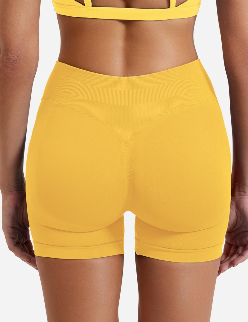 YEOREO SoftHue Women Workout Gym Impact Shorts Hidden Scrunch Butt Lifting 2.5"/3.6"/4.5"/6" Seamless Shorts Yellow S - Image 5