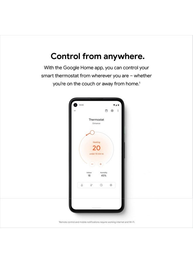 جوجل منظم حرارة Google Nest - منظم حرارة ذكي للمنزل - منظم حرارة قابل للبرمجة يعمل بتقنية واي فاي - إصدار Snow (مُجدد) - Image 4
