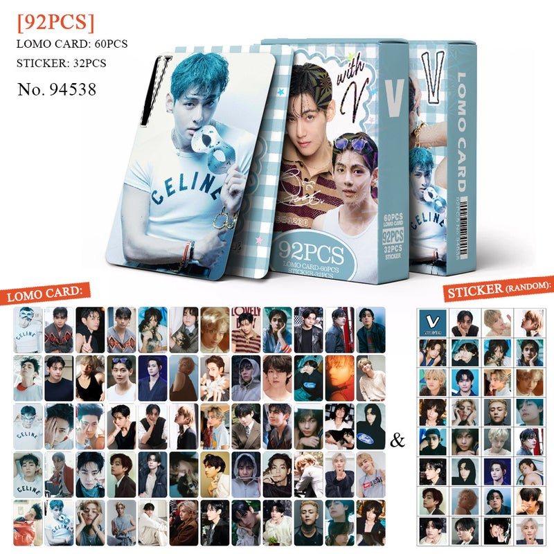 BTS Lomocard & Sticker Set – 92PCS (60 Lomocards + 32 Random Stickers) | Aesthetic Photo Card Collection for Fans
