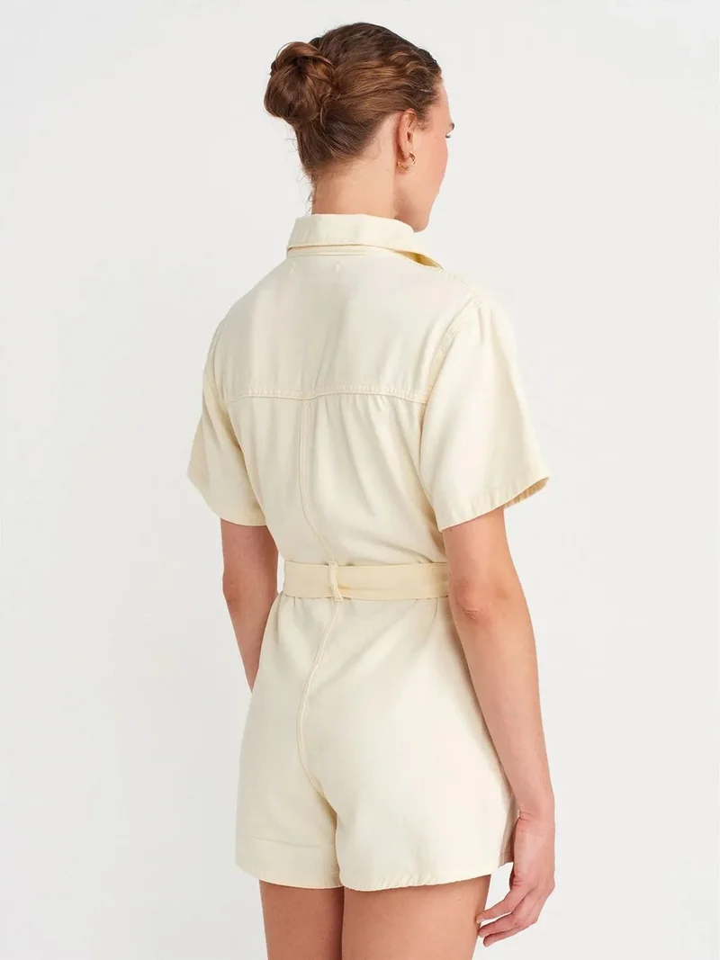 ديلفين Dilvin Belted Short Dungaree Jumpsuit