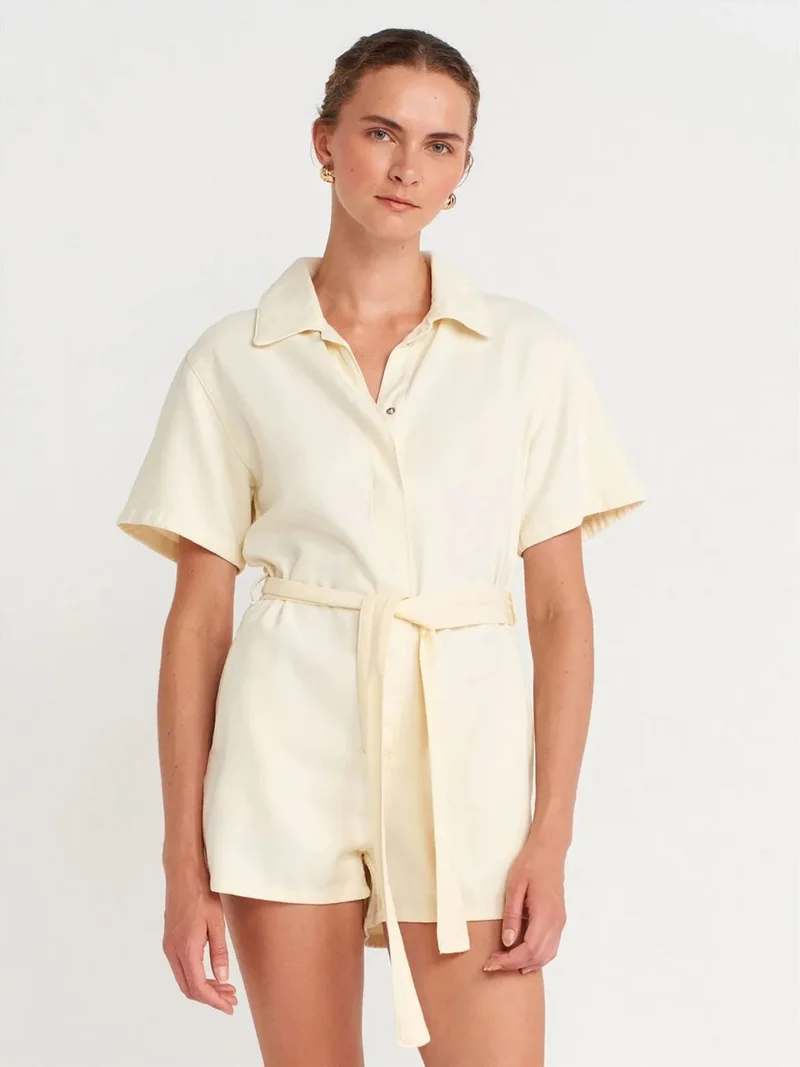 ديلفين Dilvin Belted Short Dungaree Jumpsuit