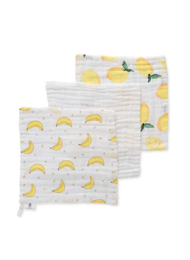 Anvi Baby Pack Of 3 Muslin Face And Burp Cloth - Go Bananas  - Image 1