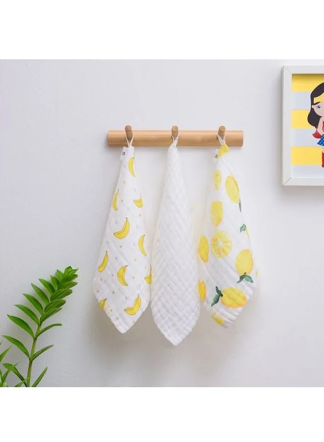 أنفي بيبي Muslin Face and Burp Cloth 100% Organic Cotton Set of 3  Go Bananas
