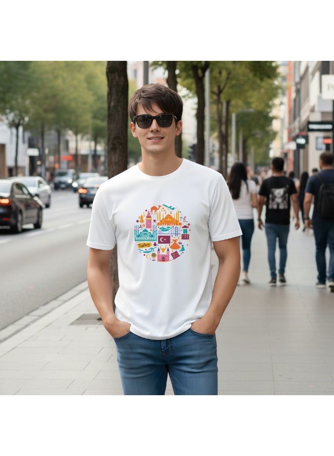 Turkey Adult Mens T-Shirt - Round Neck Short Sleeve Cotton T-Shirt - Great Gift for Travelers Fun Turkish Design - Soft and Comfortable Tshirt - Image 3