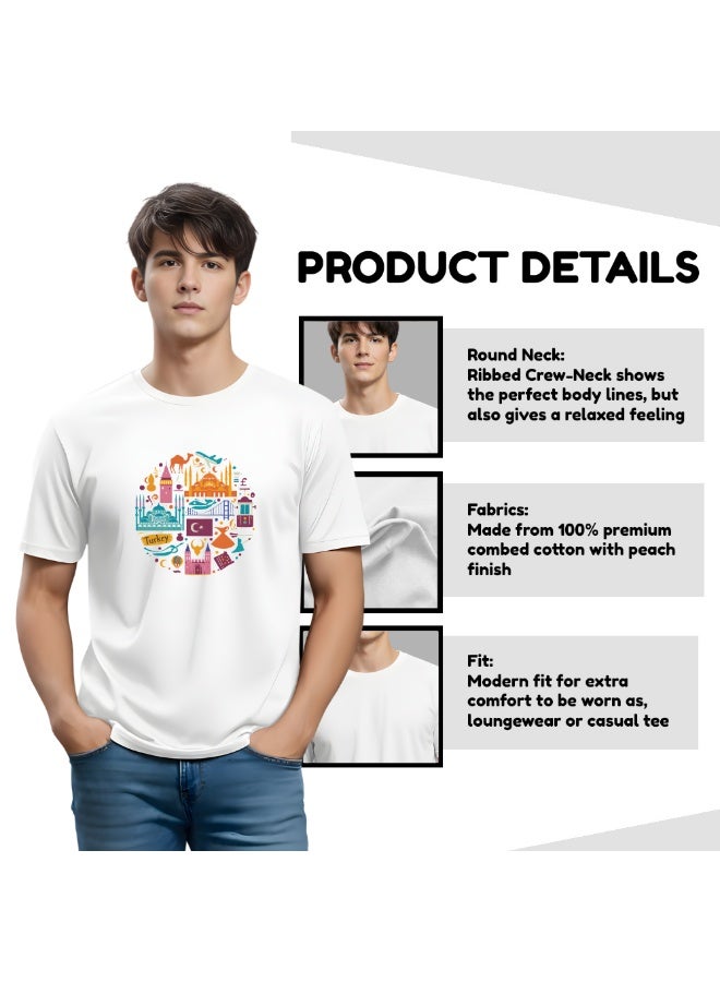 Turkey Adult Mens T-Shirt - Round Neck Short Sleeve Cotton T-Shirt - Great Gift for Travelers Fun Turkish Design - Soft and Comfortable Tshirt - Image 4
