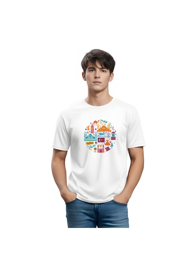 Turkey Adult Mens T-Shirt - Round Neck Short Sleeve Cotton T-Shirt - Great Gift for Travelers Fun Turkish Design - Soft and Comfortable Tshirt - Image 1