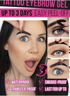 DNMBeauty Tattoo Brow - UP TO 3 Days,Easy Peel Off Tint, Long Lasting Peel Off Tattoo Brow Gel Peel Off Tint Eyebrow Gel with Mascara Brush and Three Eyebrow Shapes, Natural Color 02# Medium Brown  - Image 3