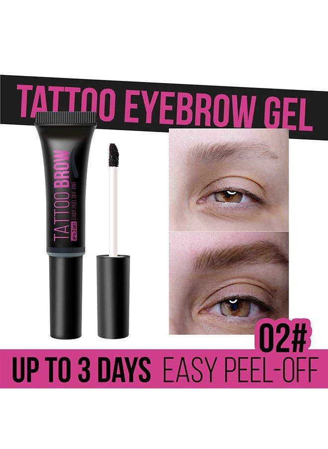 DNMBeauty Tattoo Brow - UP TO 3 Days,Easy Peel Off Tint, Long Lasting Peel Off Tattoo Brow Gel Peel Off Tint Eyebrow Gel with Mascara Brush and Three Eyebrow Shapes, Natural Color 02# Medium Brown  - Image 2