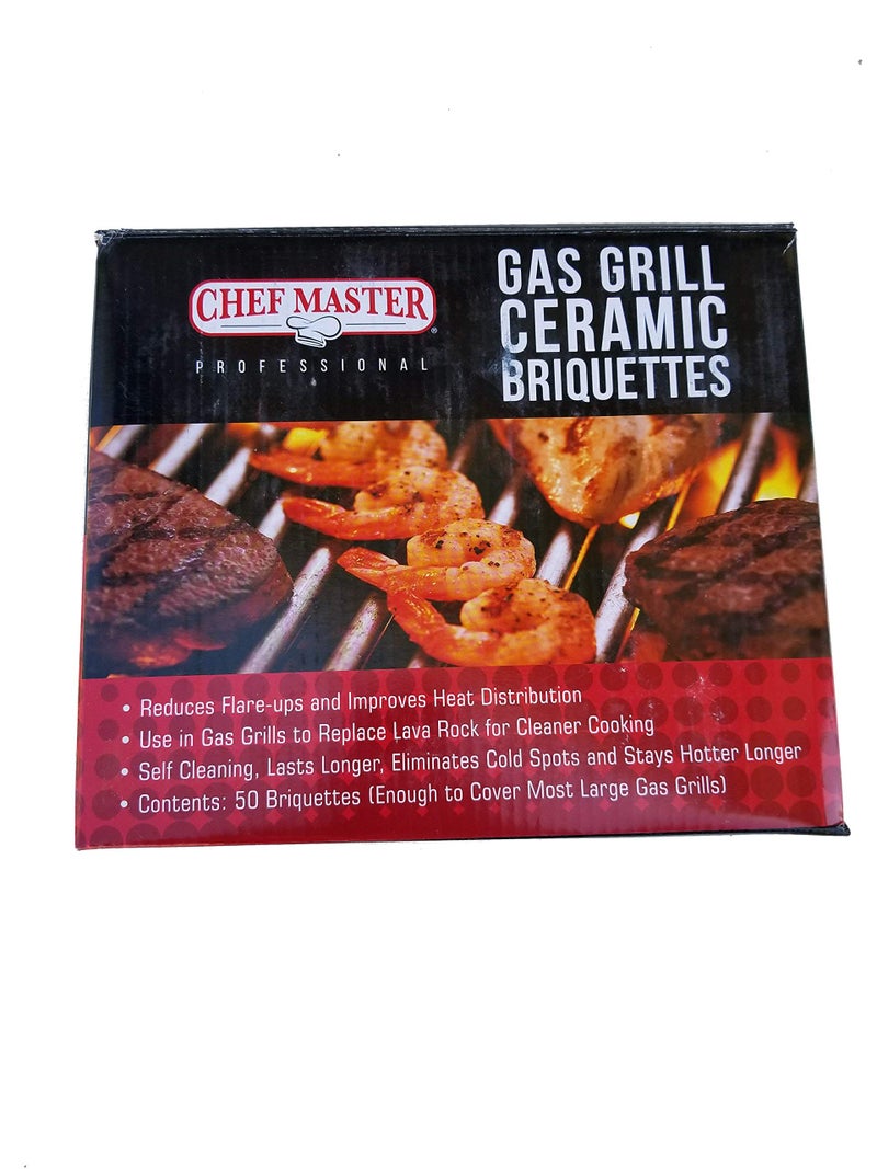 Chef-Master Chef Master Ceramic Briquettes for Gas Grill (50 Pack) - Replacement for Lava Rocks - Self Cleaning Gas Grill Briquettes for BBQ - Cleaner Cooking, Reduce Flare Ups, Better Heat Distribution - 05004CM - Image 4