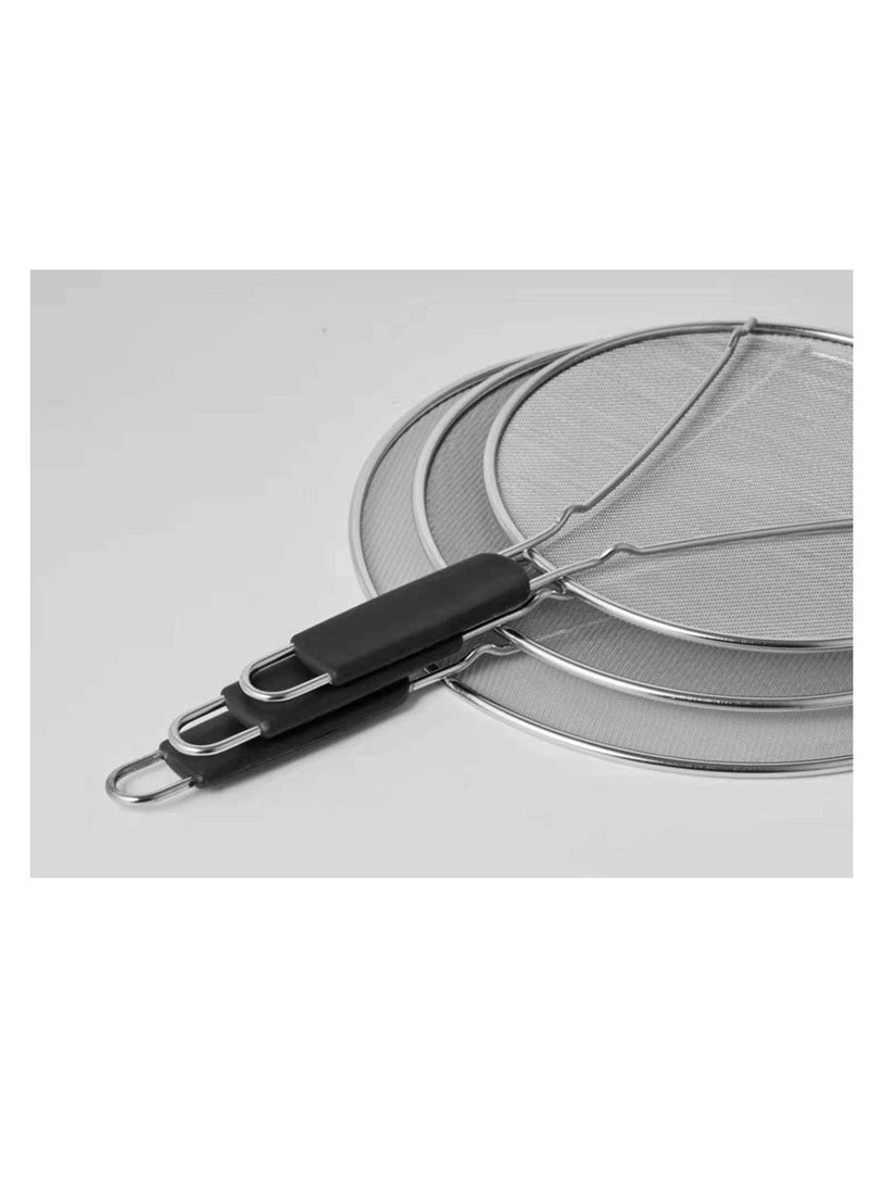 Stainless Steel Oil Splatter Guard with Silicone Handle - 99% Hot Oil Protection, Fine Mesh Frying Pan Shield, Kitchen Grease Screen with Resting Feet - Image 4