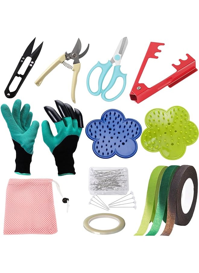 PROMASS - promass 63PCS Gardening Tools,Thorn Remover Tool Set with Garden Gloves,Flower Stem Cutter,Scissors and Floral Tape for Gardening Flower Arrangement for Wedding,Flower Arrngement,Florist Supplies - Image 1