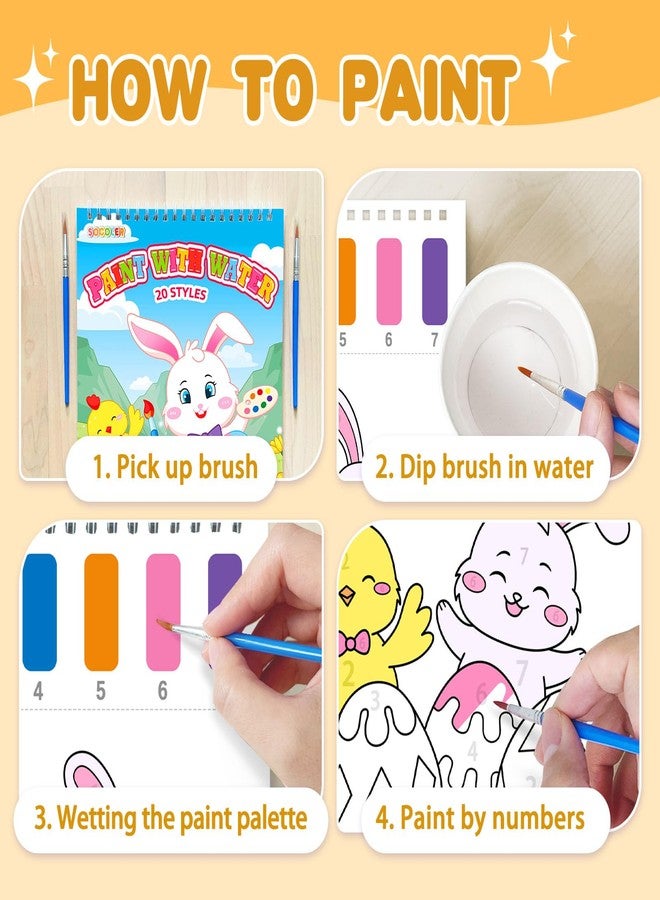 SOCOLER Paint with Water Coloring Books for Toddlers, Easter Theme Mess Free Watercolor Painting Papers for Kids Water Color Paint Kit Art Craft Birthday Gift for Ages 1-3, 4-8 - Image 2