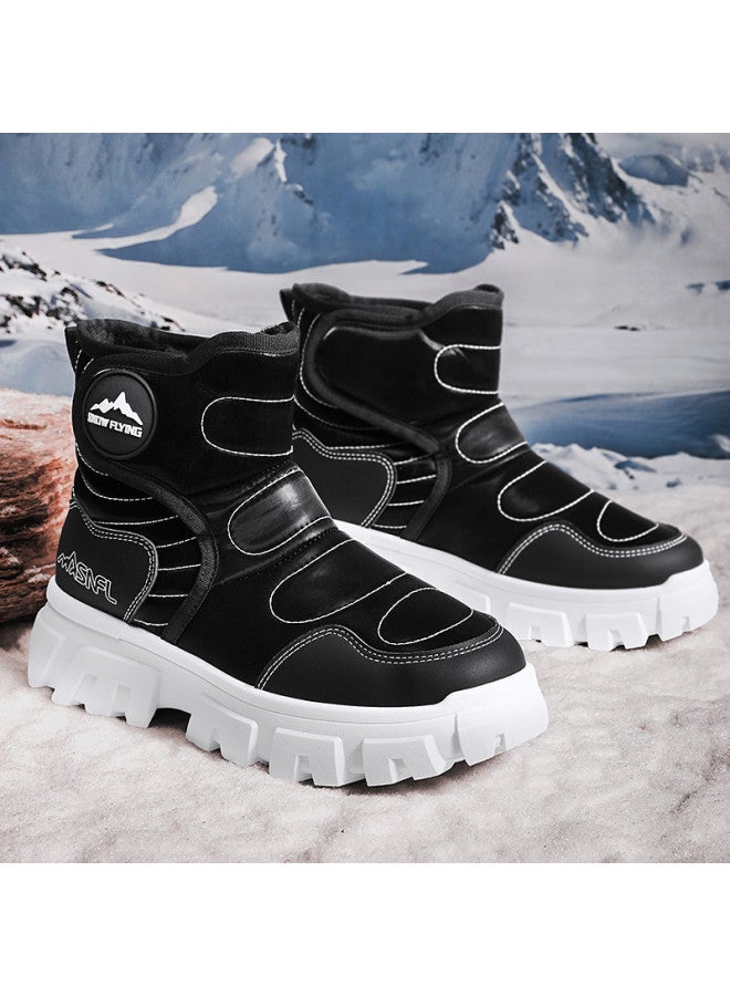 Flying in the snow Snow Flying 25 Years Winter Fleece Warm Thick Sole Snow Boots Fashion High Top Cotton Boots Casual Workwear Men's And Women's Boots - Image 2