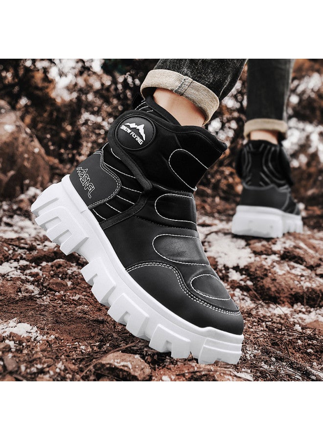 Flying in the snow Snow Flying 25 Years Winter Fleece Warm Thick Sole Snow Boots Fashion High Top Cotton Boots Casual Workwear Men's And Women's Boots - Image 5