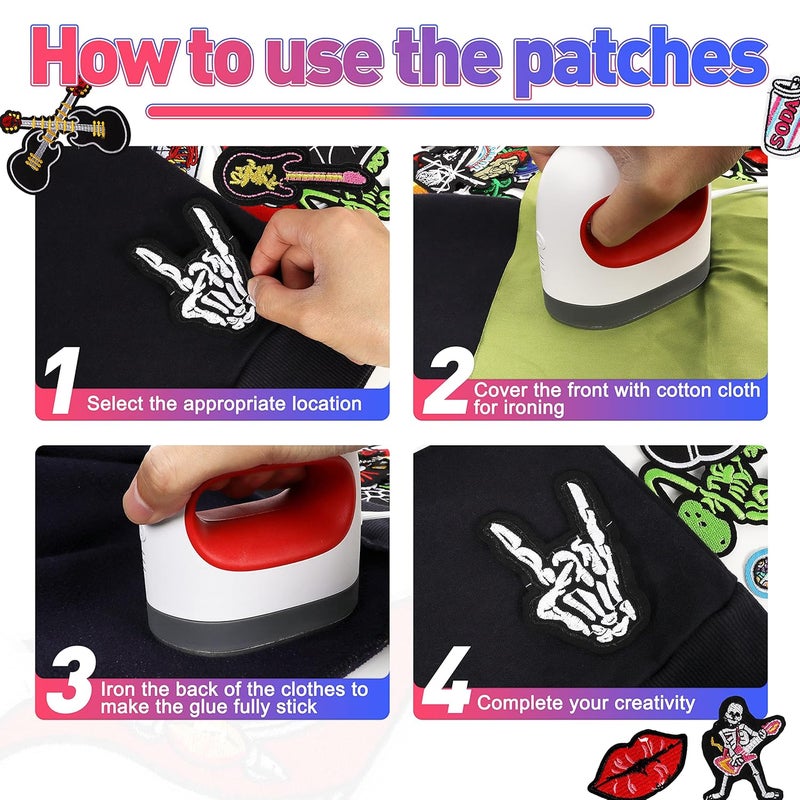 Meneng Meneng Embroidered Patches Ironon Appliques 30pcs Assorted Embroidery Patch Sew on Decals for Jackets Clothing  - Image 4