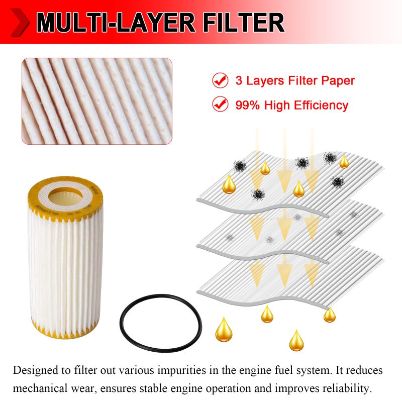 HU6013Z Engine Oil Filter Compatible with VW Golf Jetta Beetle Audi A3 A4 A6 S3 TT Quattro, Replaces # HU6013z 06L115562B, Pack of 4 - Image 4