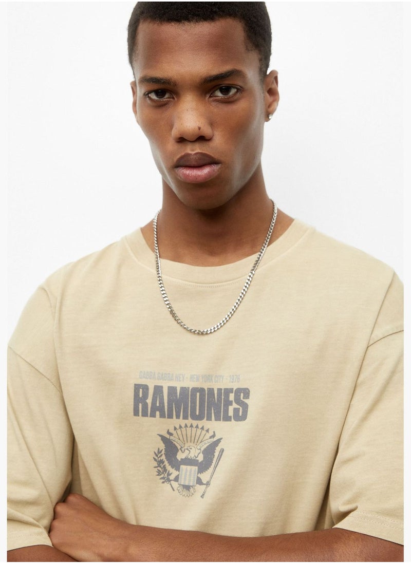 PULL&BEAR - Garment dye Ramones T-shirt - Image 1
