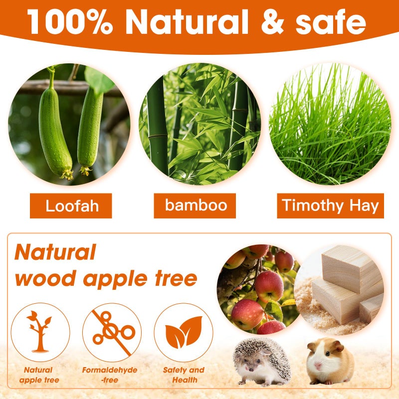Jorewood 21 Pcs Rabbit Chew Toys for Teeth, Natural Bunny Toys Peach Wood Grass Timothy Sticks Chew and Treat for Guinea Pigs Hamster Chinchillas and Other Small Pets - Image 4